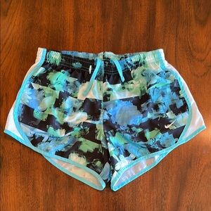 Girl’s size M Blue/green pattern Nike Dri-Fit Running Shorts